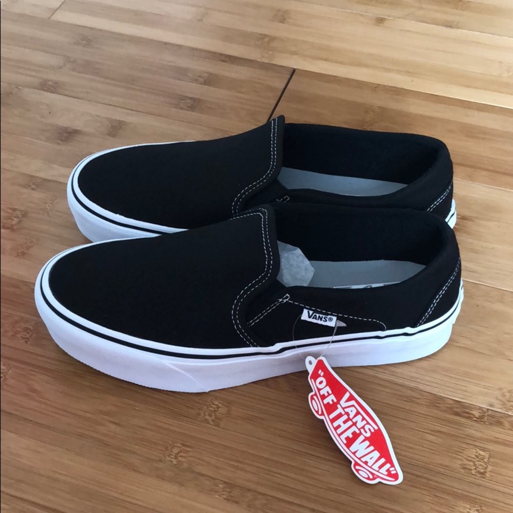 Black platform slip on vans Asher